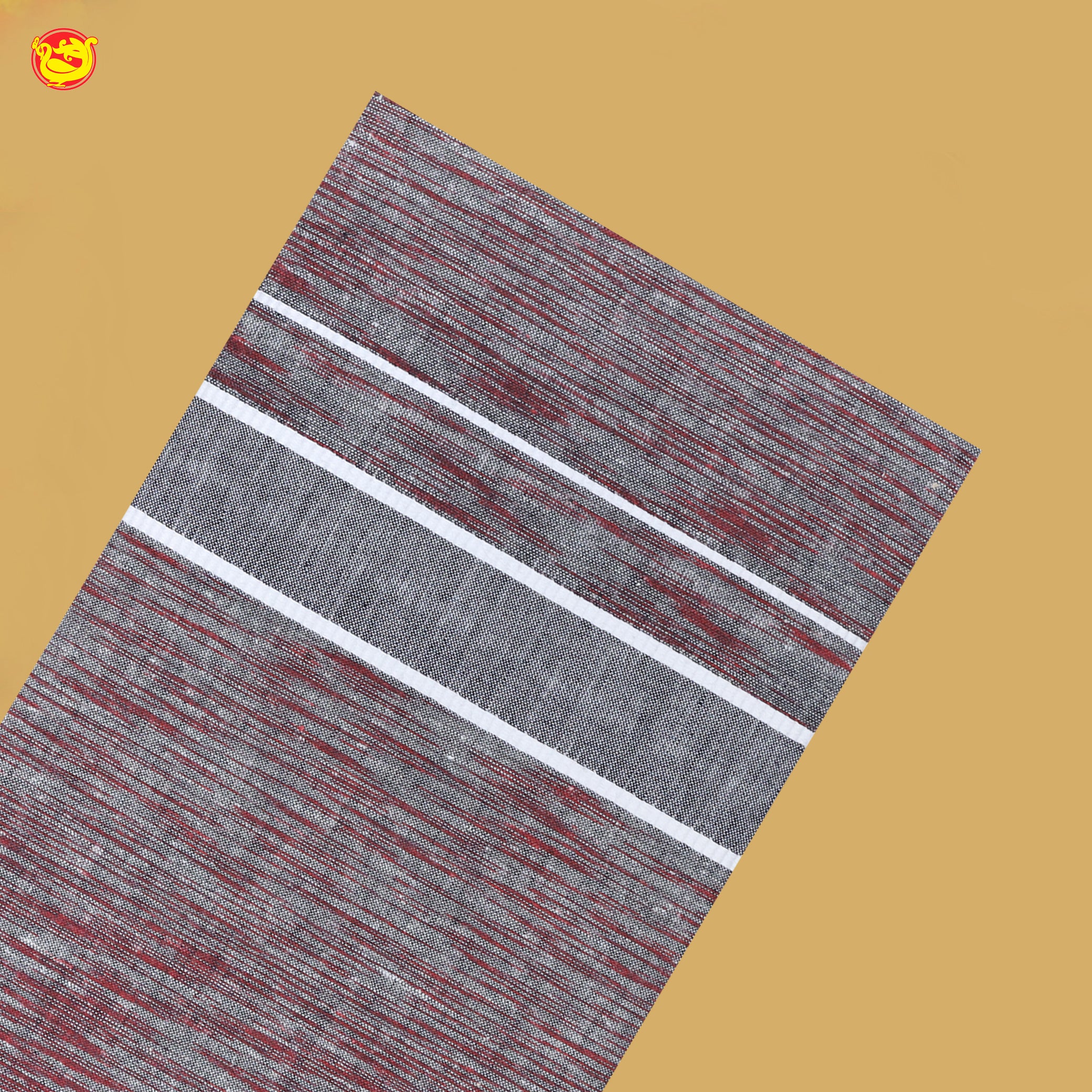 Maroon with Gray White Border Men's Dhoti