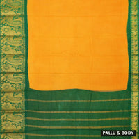 Mango Yellow, With green Sungudi Cotton Saree without Blouse