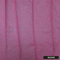 Rani Pink With Green Silk Cotton Saree Without Border