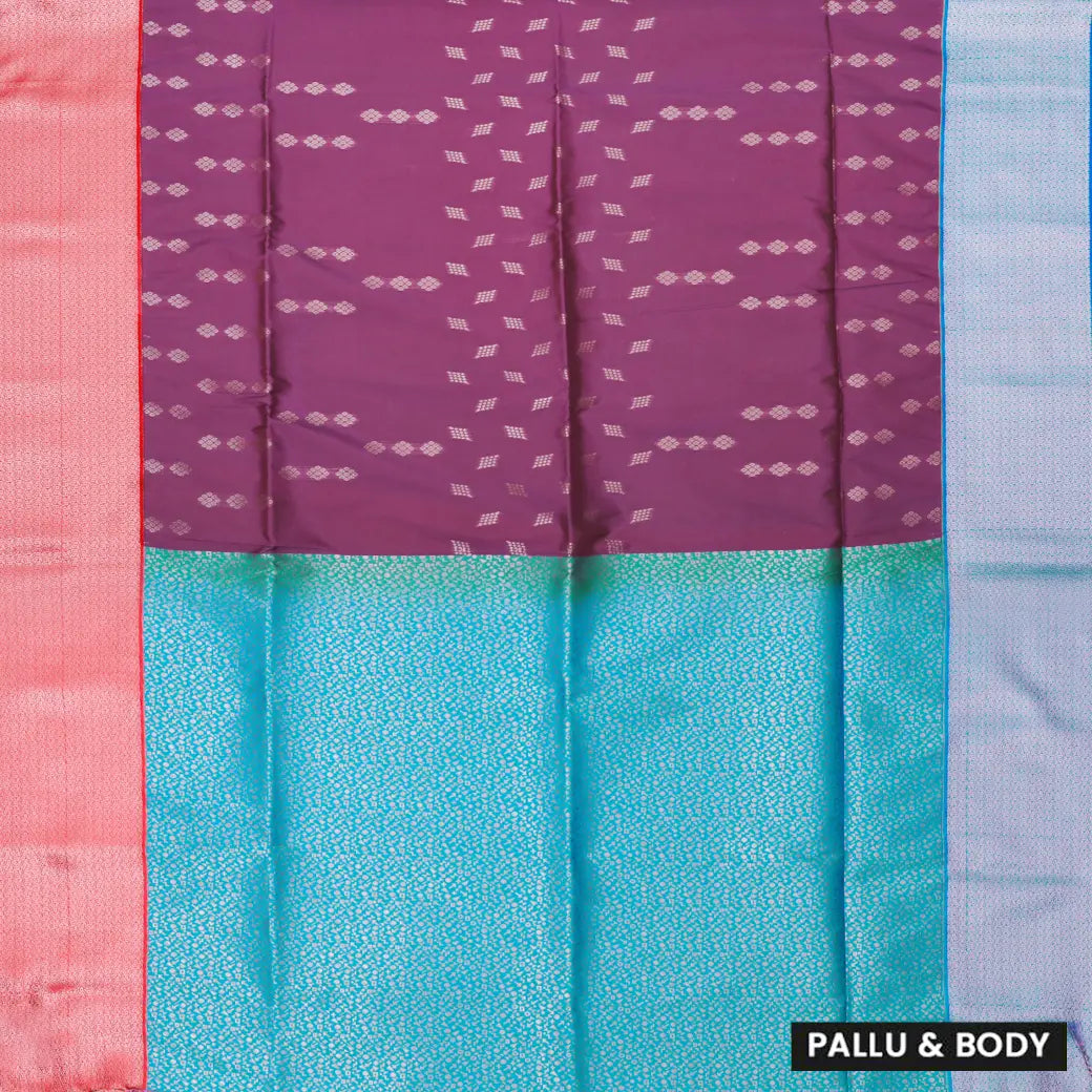 Dark Purple With Turquoise Blue Soft Silk