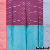 Dark Purple With Turquoise Blue Soft Silk