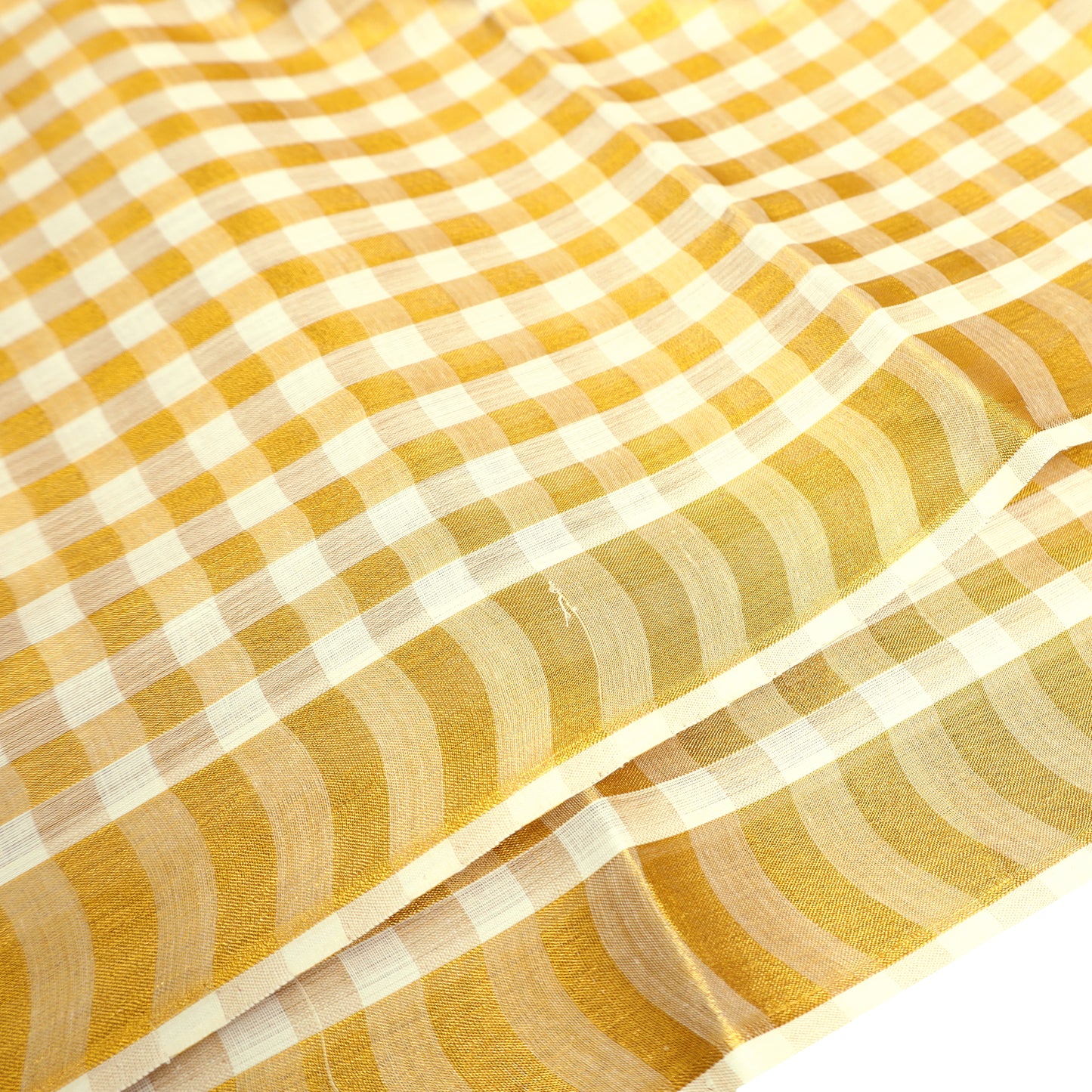 Off White With Golden Checked traditional kerala onam saree