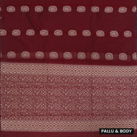 Deep Reddish-Maroon With Sandal Zari  Silk Cotton Saree