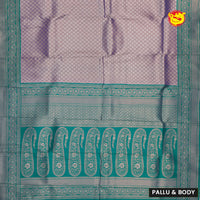 Grey with Rama Green Tissue Semi Silk Saree