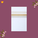 White with Selver Gold Fancy Jari Border Single Layer Cotton Men’s Dhoti