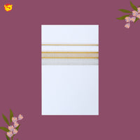 White with Selver Gold Fancy Jari Border Single Layer Cotton Men’s Dhoti