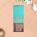 Sky Blue With Purple Copper Zari Border Korvai Silk Saree