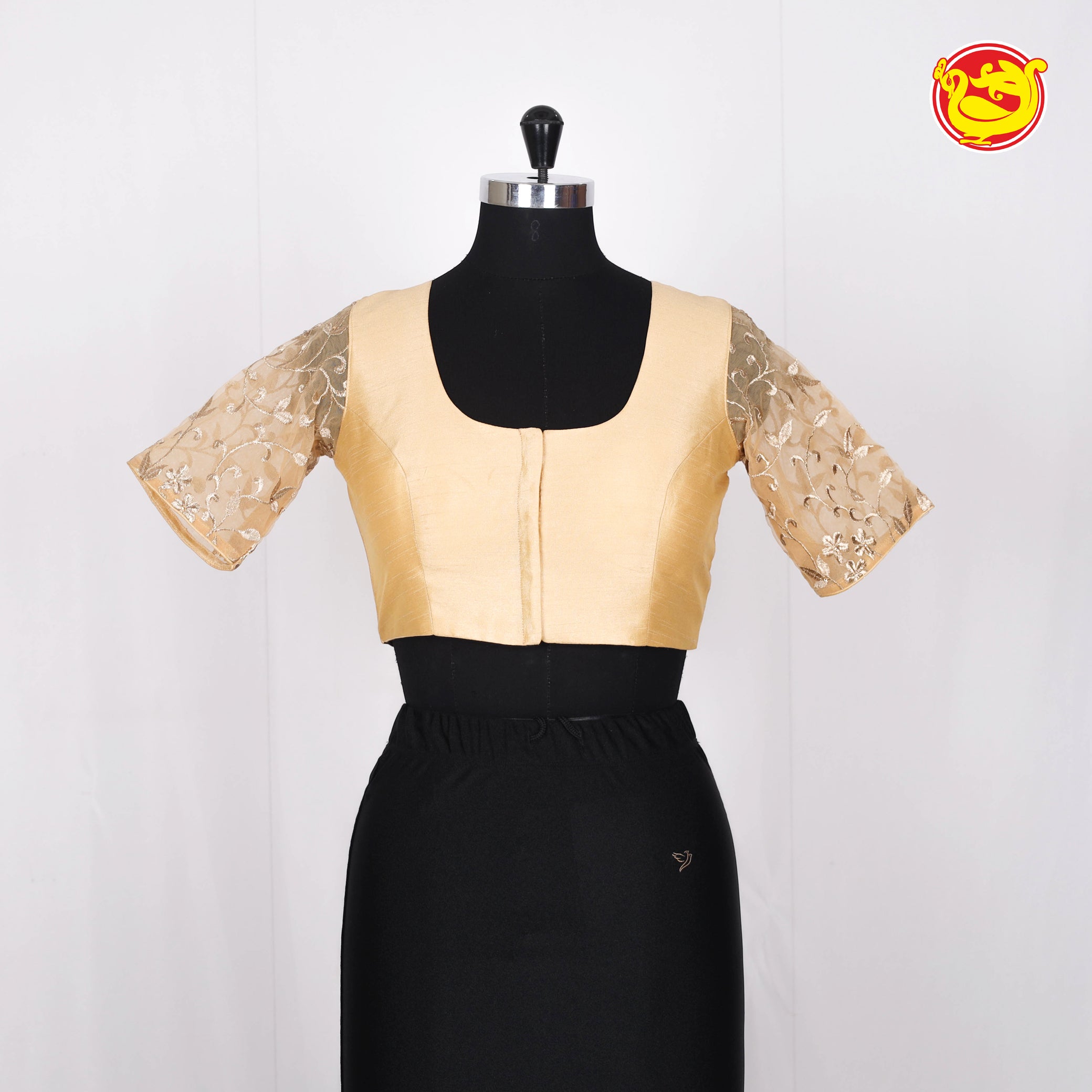 Golden color with designer net sleeves Readymade blouses
