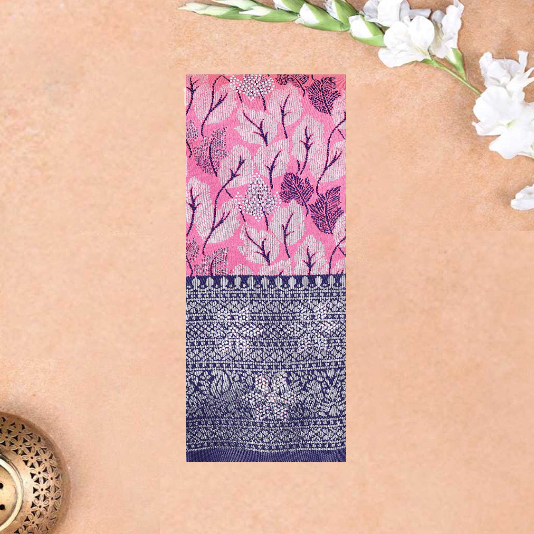 Pink with Blue Kubera Silk Saree