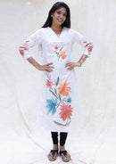 Minnal- White with multicolored floral print Ladies Branded Umbrella Top Readymade