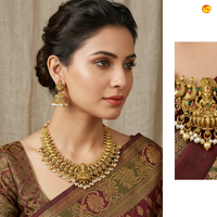 Antique peacock with Saraswathi  Necklace Set