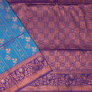 Sky blue and maroon Soft Silk Saree