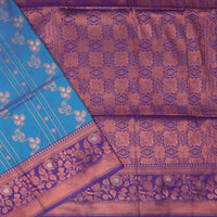 Sky blue and maroon Soft Silk Saree