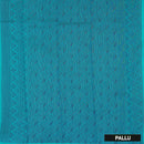 Turquoise Green Silk Cotton Saree Without Border