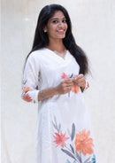 Minnal- White with multicolored floral print Ladies Branded Umbrella Top Readymade