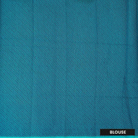 Turquoise Green Silk Cotton Saree Without Border