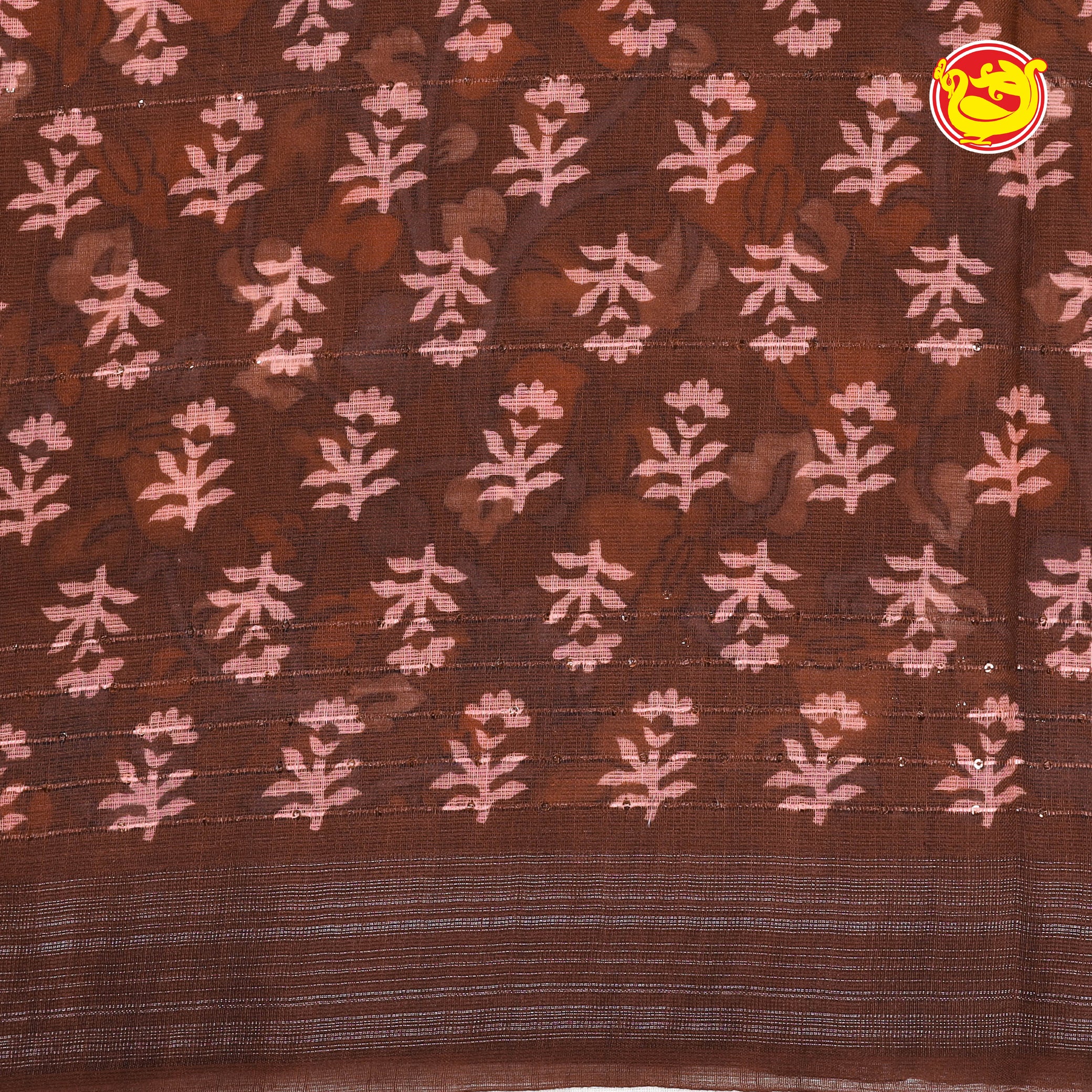 Light brown linen cotton saree