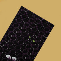Black with Purple,White flower design Cotton Printed Lungi