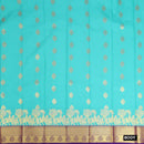 Sky Blue With Purple Copper Zari Border Korvai Silk Saree