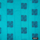 Turquoise Green Silk Cotton Saree Without Border