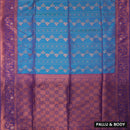 Sky blue and maroon Soft Silk Saree