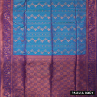 Sky blue and maroon Soft Silk Saree
