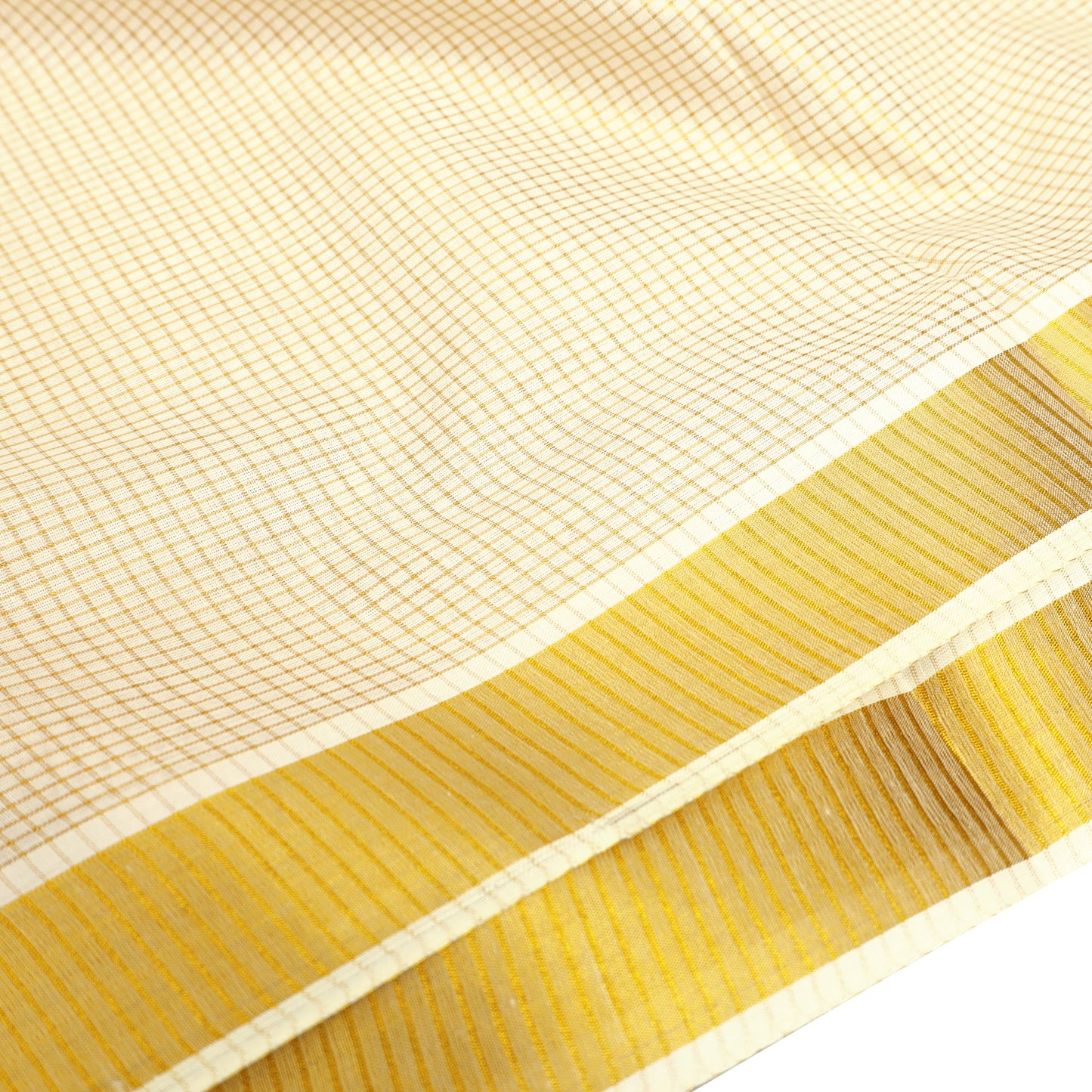 Off White With Golden Small Checked traditional kerala onam saree