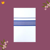 White with BLUE Fancy BIG BORDRE Cotton Men’s Dhoti
