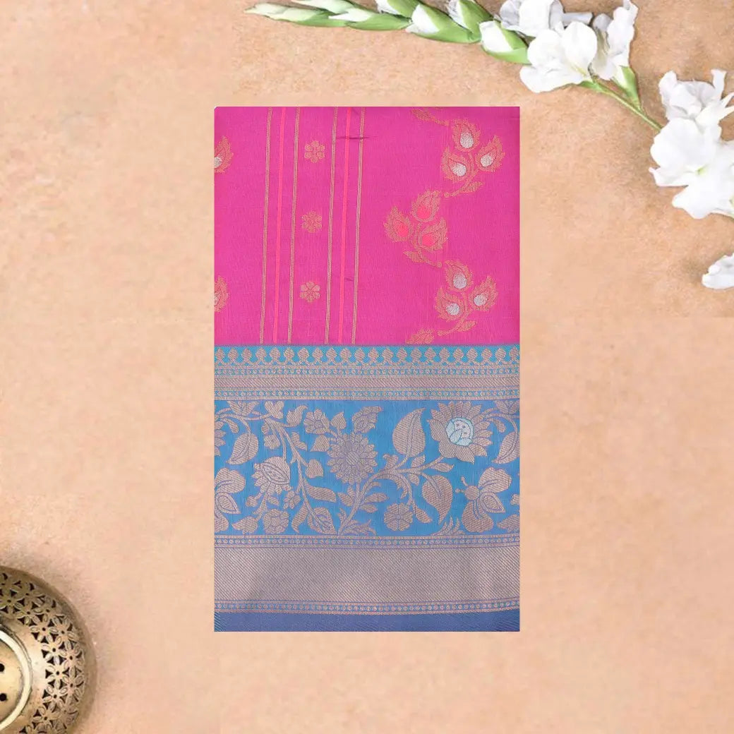 rani pink and royal blue Soft Silk Saree