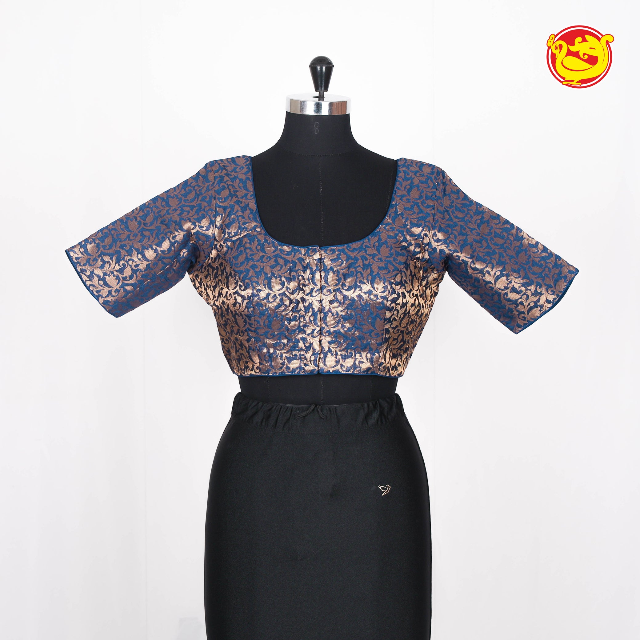 Navy Blue With Gold Zari Readymade Blouse