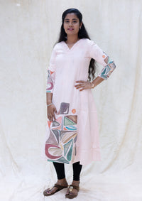 Minnal- Light Peach Color with a multicolored print Ladies Branded Umbrella Top Readymade