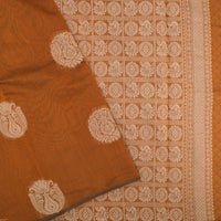 Burnt Orange With Sandal Zari  Silk Cotton Saree