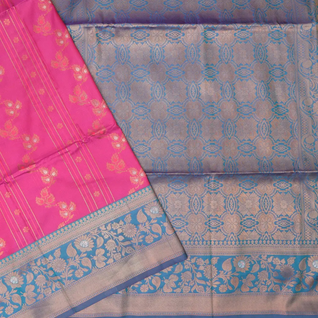 rani pink and royal blue Soft Silk Saree