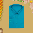 Dark Blue With White Readymade Shirt And Matching Border Dhoti Set for Men