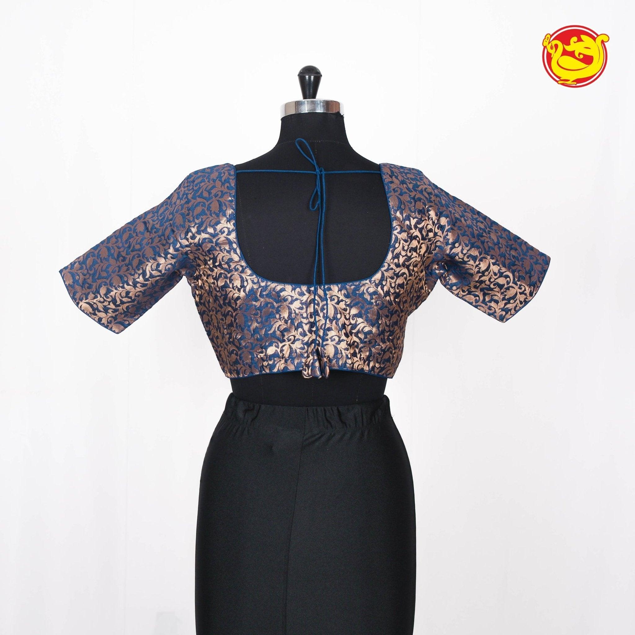 Navy Blue With Gold Zari Readymade Blouse