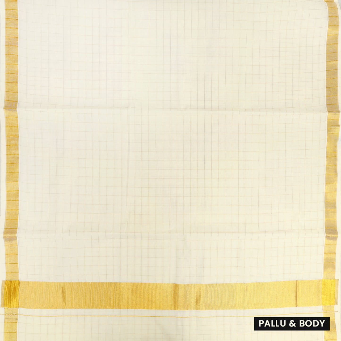 Off White With Golden  Checked traditional kerala onam saree