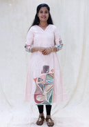 Minnal- Light Peach Color with a multicolored print Ladies Branded Umbrella Top Readymade
