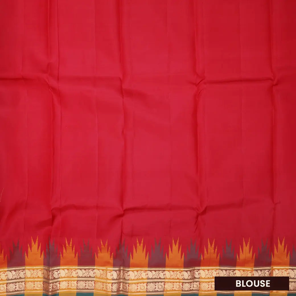 Sky  Blue with Crimson Red hamsam silk saree