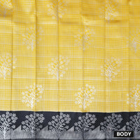 Yellow with Block Kubera Silk Saree