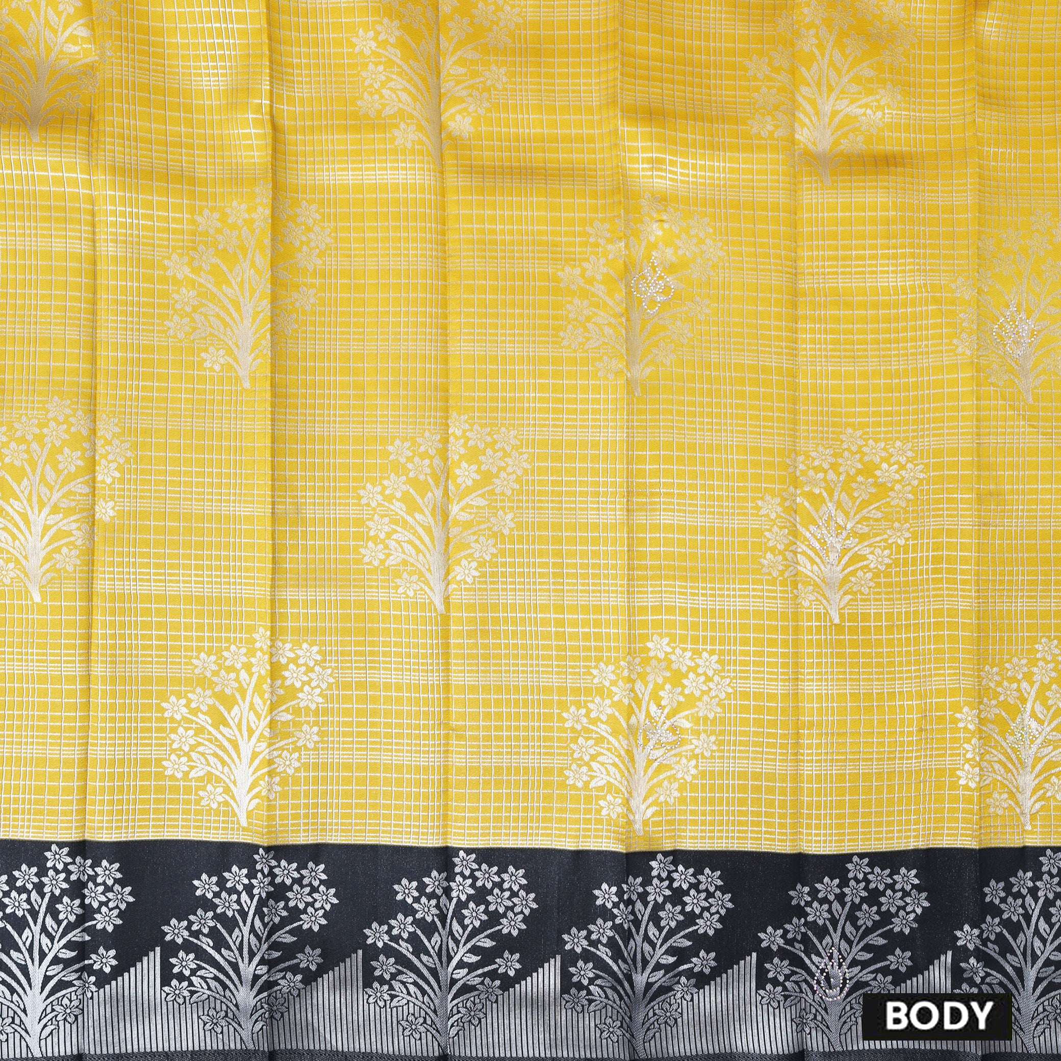 Yellow with Block Kubera Silk Saree