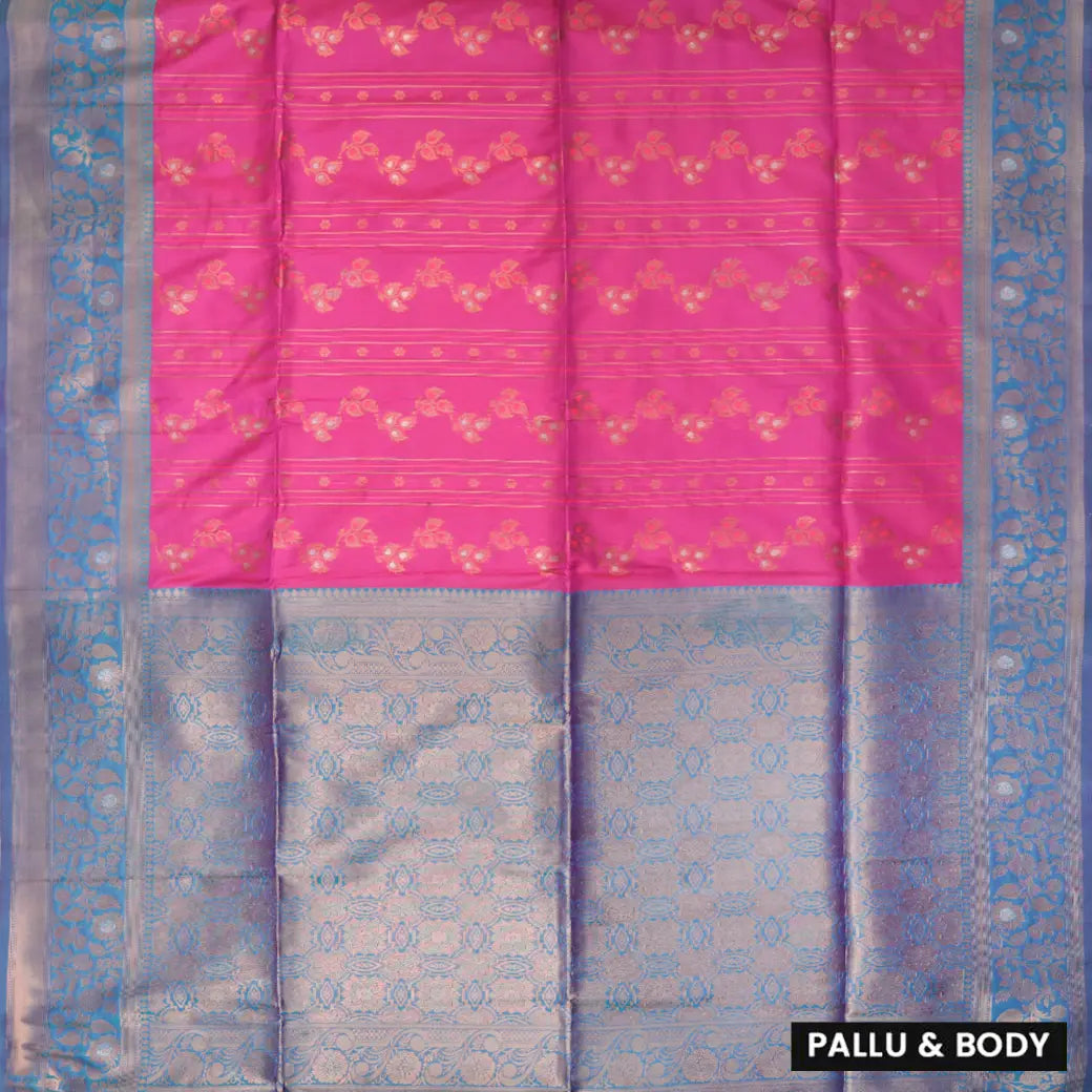 rani pink and royal blue Soft Silk Saree