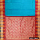 Sky  Blue with Crimson Red hamsam silk saree