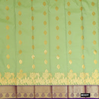 Light Green With Purple Copper Zari Border Korvai Silk Saree