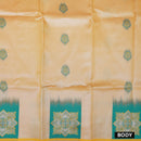 Light Golden Yellow with Green Litchi Silk Saree