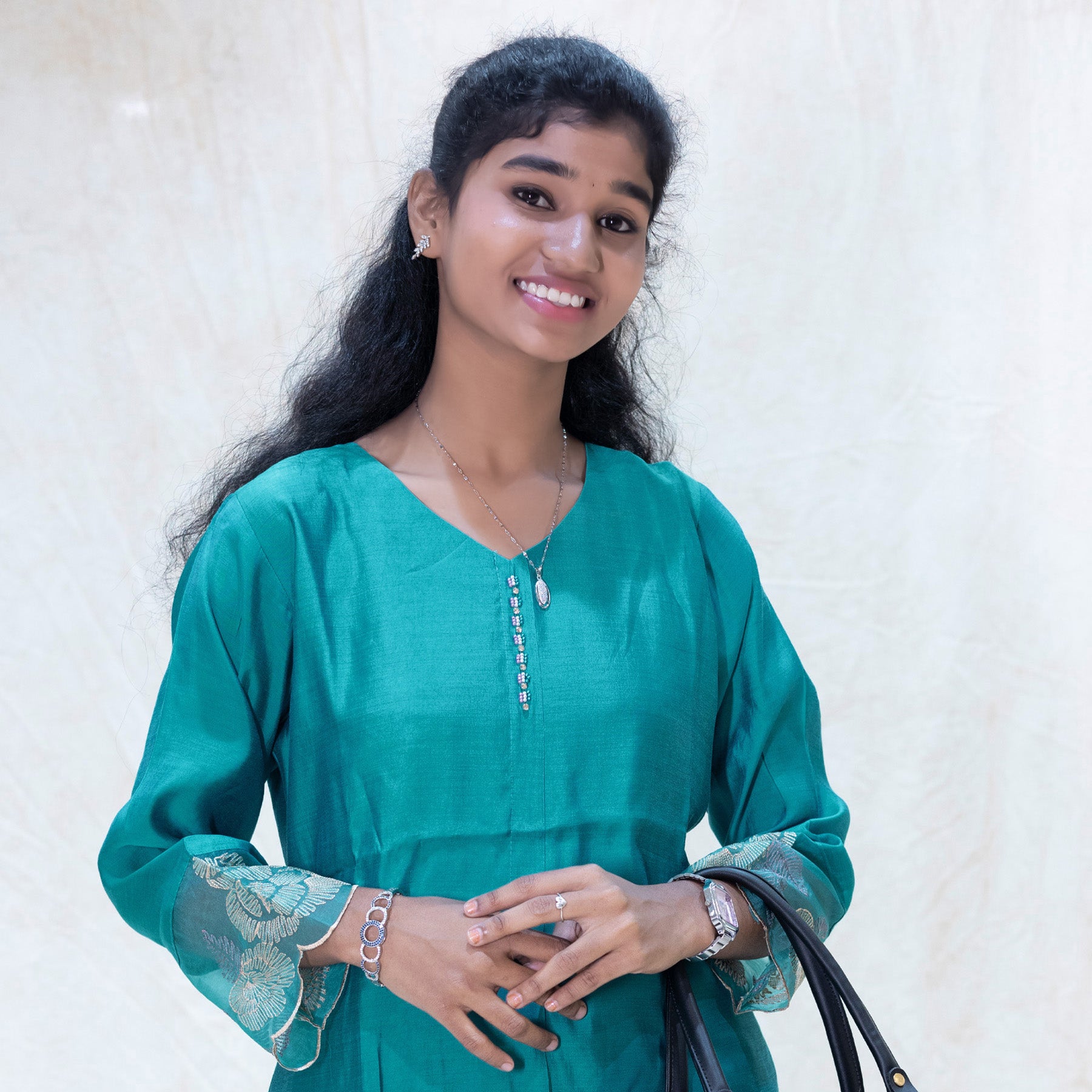 Anicham-Turquoise blue Ladies Branded Co-ord-set Readymade