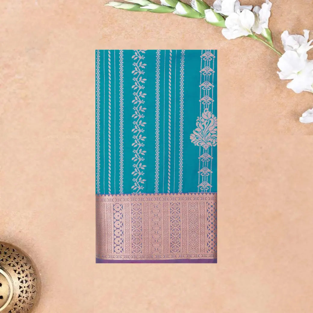 Blue with Pink Soft silk saree