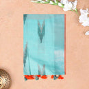 Sky Blue With Orange Trendy Linen Saree