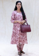 Kaaviya- Dusty rose  Ladies semi linen Co-ord-set Readymade