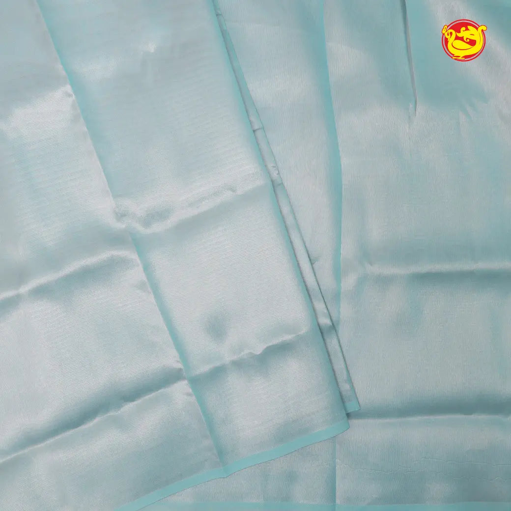 Sky Blue Tissue Semi Silk Saree