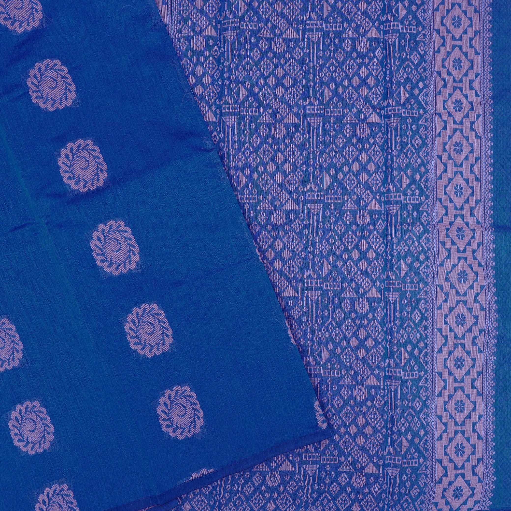 Royal Blue With Sandal Zari  Silk Cotton Saree